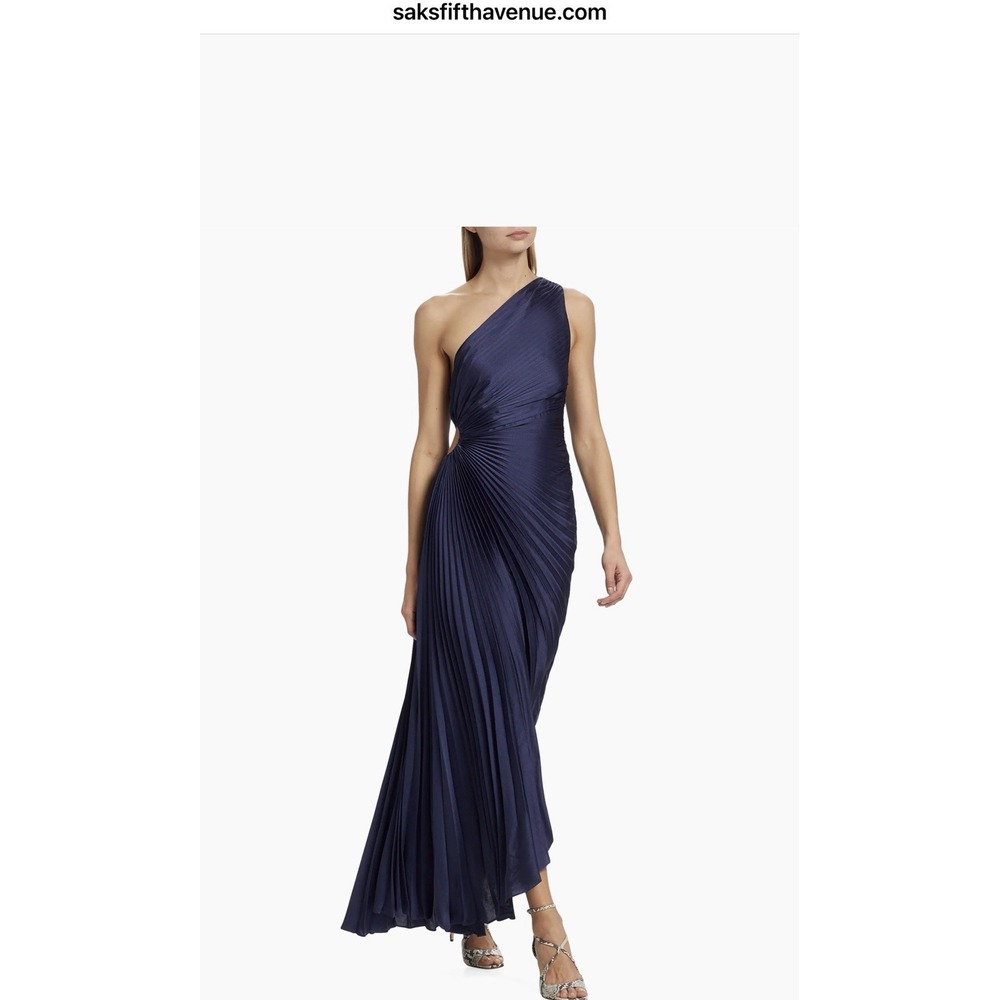 A.L.C.   Delfina Asymmetrical Pleated Evening Dress Dark Blue Size 4 - New NWTs